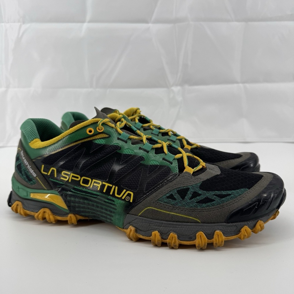 LA Sportiva Bushido Shoes Trail Running Hiking Green/Yellow Mens Sz 13 - Picture 2 of 16